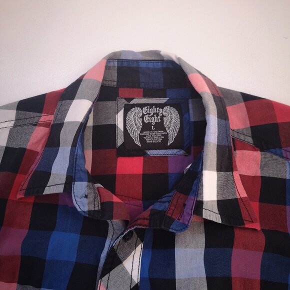 2 / $30.00 - Eighty Eight Men's Size Large Plaid Straight Fit Casual Shirt - Picture 4 of 8